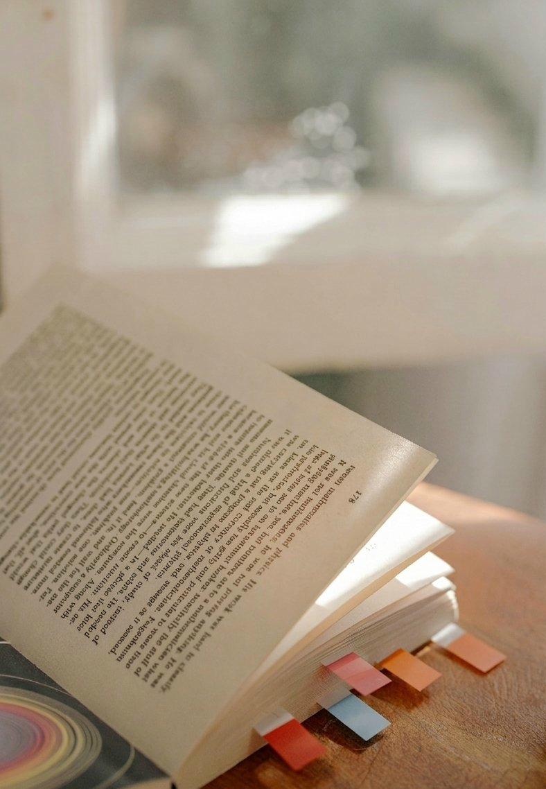 Books with colorful tabs